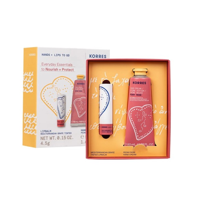 Korres Set Moisturizing Care To Go Peony Rose Κρέμα Χεριών 50ml & Balm Χειλιών Grape Tinted 4.5g