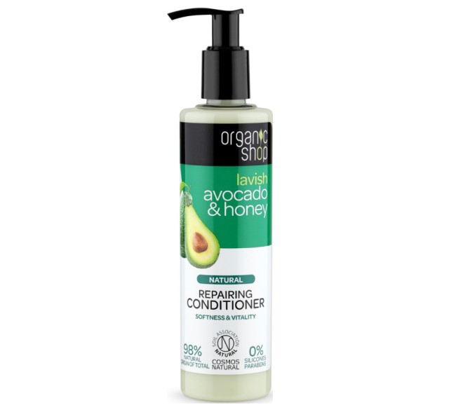Organic Shop Organic Avocado & Honey Repairing Conditioner Μαλακτικό Επανόρθωσης Μαλλιών 280m