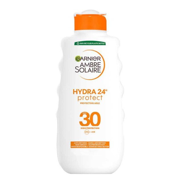 Garnier Ambre Solaire Hydra 24h Protecting Milk SPF30 Αντηλιακό Γαλάκτωμα για Υψηλή Προστασία 200ml