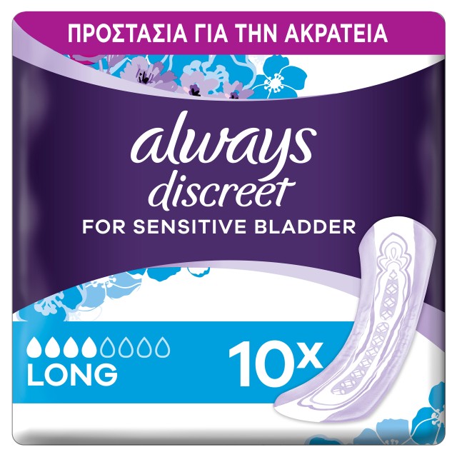 Always Discreet Σερβιέτες για την Ακράτεια Plus Long Size 4 10τμχ