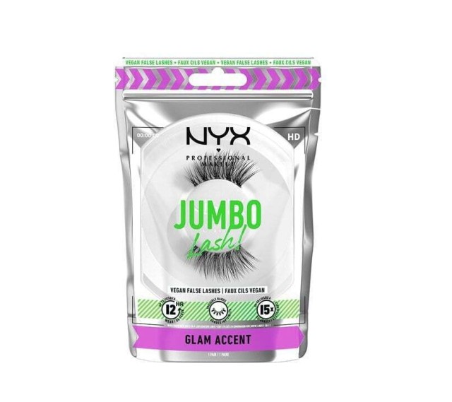 Nyx Professional Make Up Jumbo Lash! Vegan False Lashes Glam Accent 1 Ζευγάρι