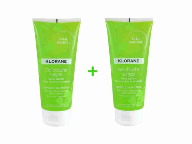 KLORANE GEL DOUCHE SURGRAS EVEIL MATINAL 200ml 1+1