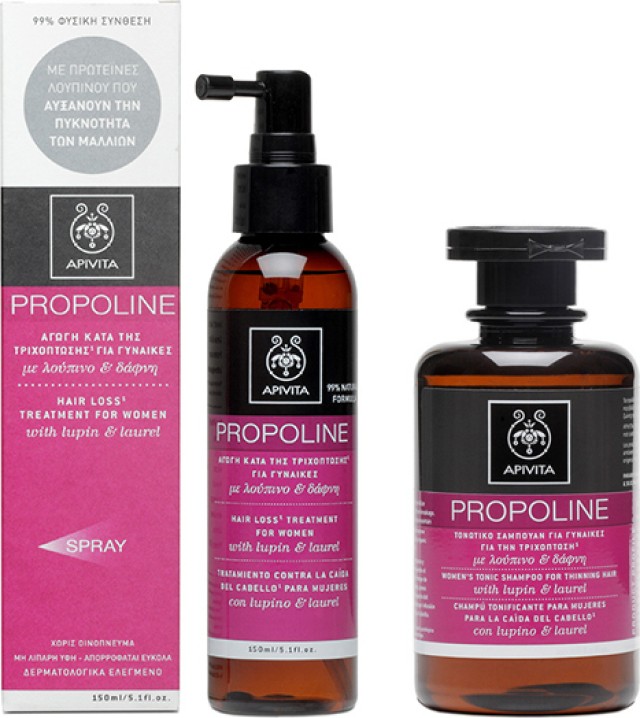 APIVITA SPRAY ΑΓΩΓΗ ΚΑΤΑ ΤΗΣ ΤΡΙΧΟΠΤΩΣΗΣ ΓΙΑ ΓΥΝΑΙΚΕΣ ΜΕ ΛΟΥΠΙΝΟ & ΔΑΦΝΗ 150ml + ΔΩΡΟ ΤΟΝΩΤΙΚΟ ΣΑΜΠΟΥΑΝ ΜΕ ΛΟΥΠΙΝΟ & ΔΑΦΝΗ 250ml