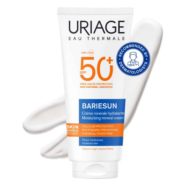 Uriage Bariesun Moisturizing Mineral Cream Αντηλιακή Κρέμα Προσώπου για Ευαίσθητα & Δυσανεκτικά Δέρματα SPF50+ 100ml
