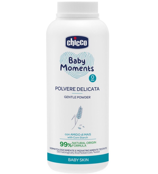 Chicco Baby Moments Gentle Powder Βρεφική Πούδρα Ταλκ για την αλλαγή της Πάνας 130gr