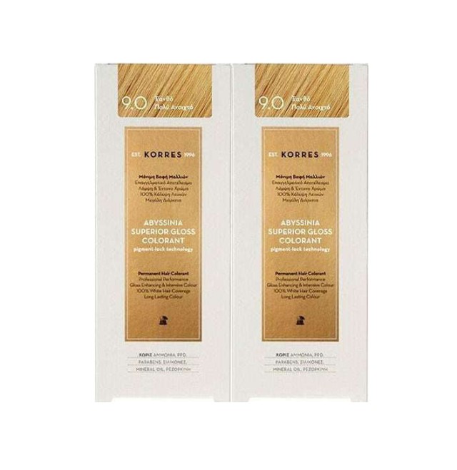 Korres Set Abyssinia Superior Gloss Colorant 9.0 Ξανθό Πολύ Ανοιχτό 50ml 1+1