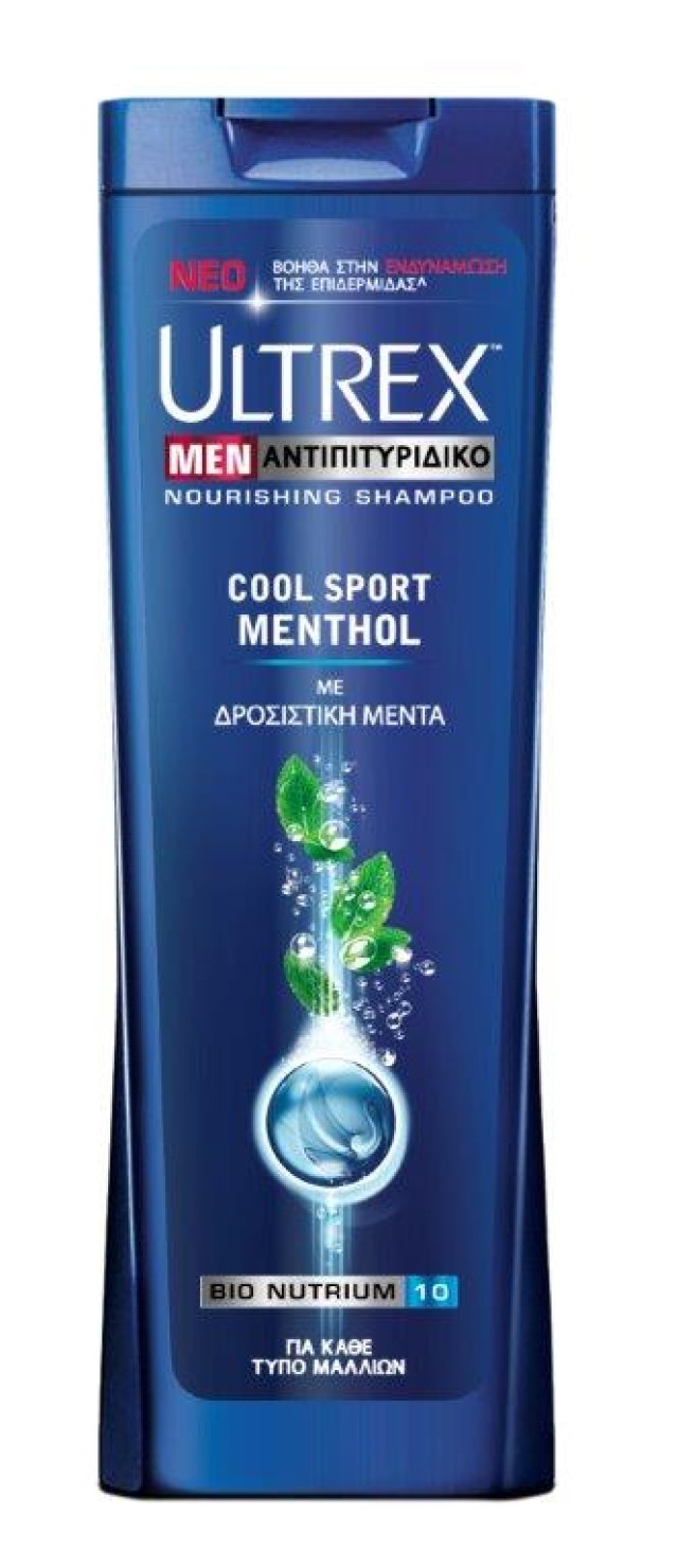 Ultrex Men Αντιπιτυριτιδικό Σαμπουάν για Κάθε Τύπο Μαλλιών Cool Sport Menthol με Δροσιστική Μέντα 360ml