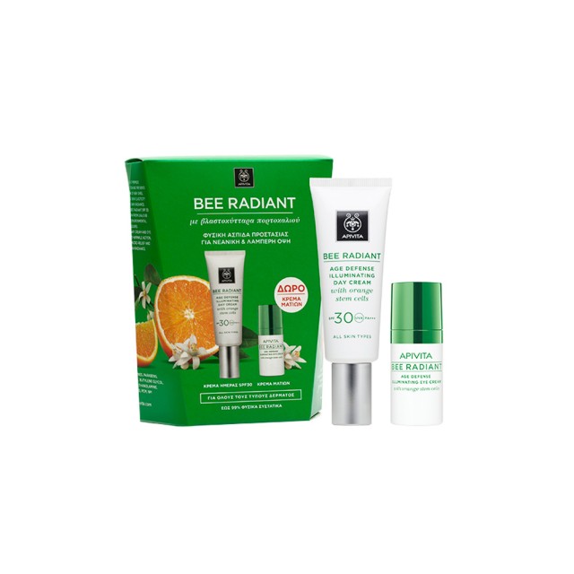 Apivita Bee Radiant Κρέμα Ημέρας Αντιγήρανσης & Λάμψης με Βλαστοκύτταρα Πορτοκαλιού SPF30 40ml + Δώρο Κρέμα Ματιών 15ml