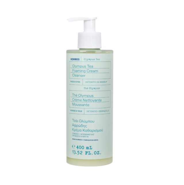 Korres Olympus Tea Foaming Cream Cleanser Αφρώδης Κρέμα Καθαρισμού με Τσάι Ολύμπου για Όλους τους Τύπους Δέρματος 400ml