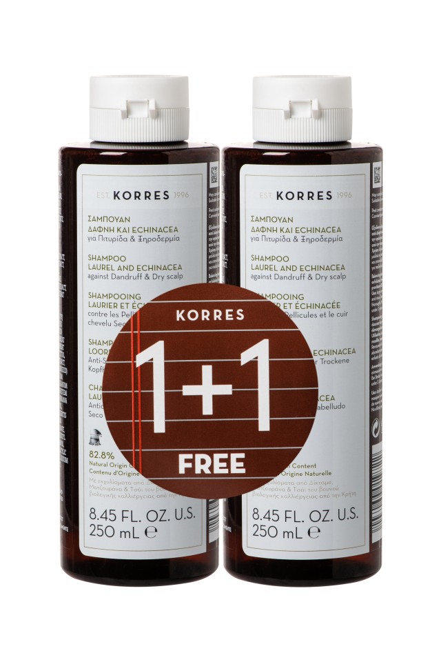 KORRES SHAMPOO ΔΑΦΝΗ & ECHINACEA,ΠΙΤΥΡΙΔΑ,ΞΗΡΟΔΕΡΜΙΑ 250ML 1+1 ΠΡΟΣΦΟΡΑ