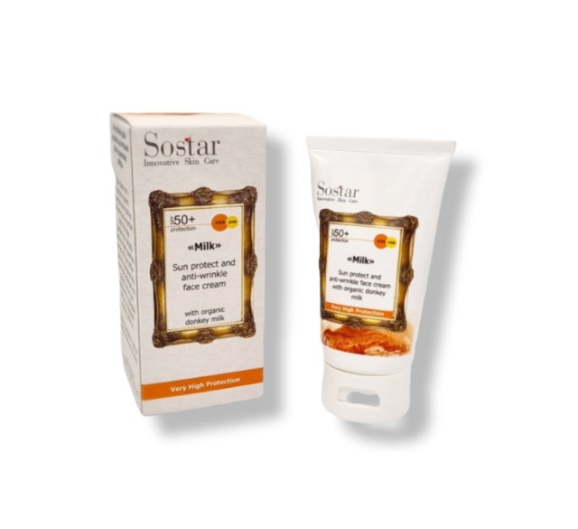 Sostar SPF50+ Αντιρυτιδική Κρέμα Προσώπου με Δείκτη Προστασίας με Βιολογικό Γάλα Γαϊδούρας 50ml