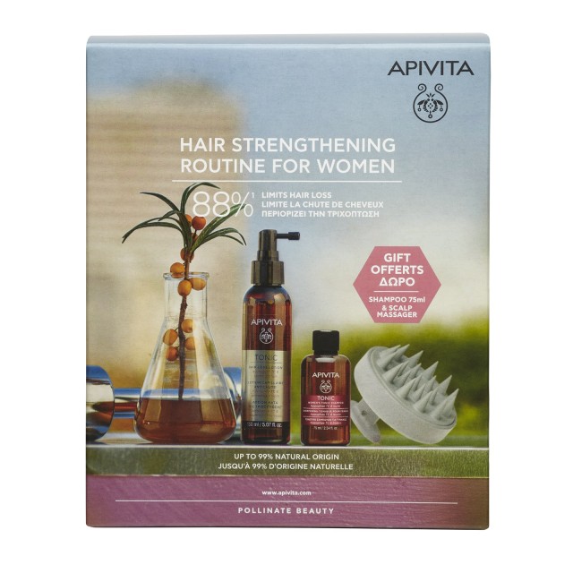Apivita Set Tonic Hair Loss Lotion Κατά της Τριχόπτωσης 150ml & Women's Tonic Shampoo 75ml & ΔΩΡΟ Scalp Massager 1τμχ