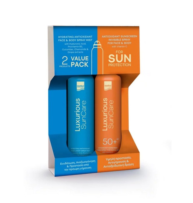 Intermed Luxurious Set SunCare Hydrating Antioxidant Face & Body Spray Mist 200ml + Sunscreen Invisible Spray Spf50+ Face & Body Spray Mist 200ml