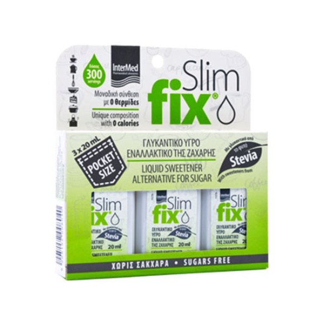 Intermed Slimfix Γλυκαντικό Υγρό Εναλλακτικό της Ζάχαρης 3 x 20ml