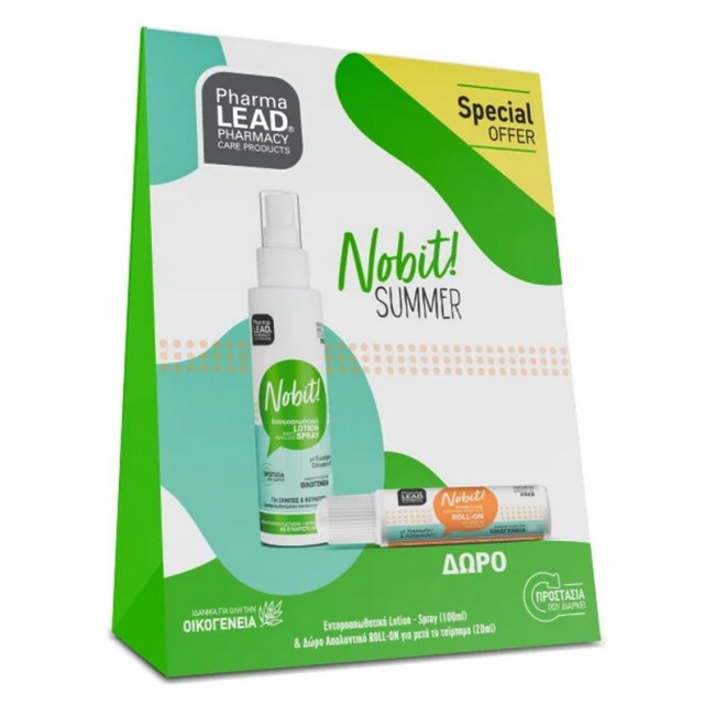 Pharmalead Set Nobit Summer Green Εντομοαπωθητική Lotion Spray 100ml & Απαλυντικό Roll On για Μετά το Τσίμπημα 20ml