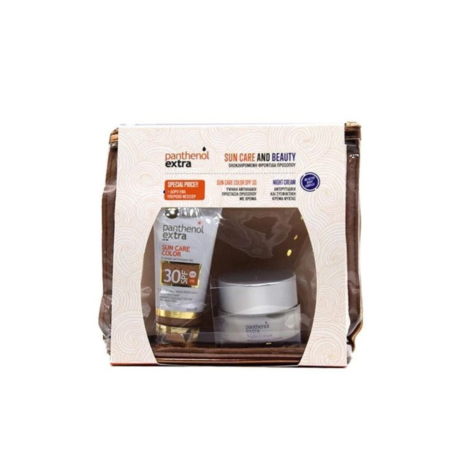 Panthenol Extra set Sun Care Color SPF30 Αντιηλιακό Προσώπου με Χρώμα 50ml & Face & Eye Anti-Wrinkle Cream 50ml & ΔΩΡΟ Νεσεσέρ