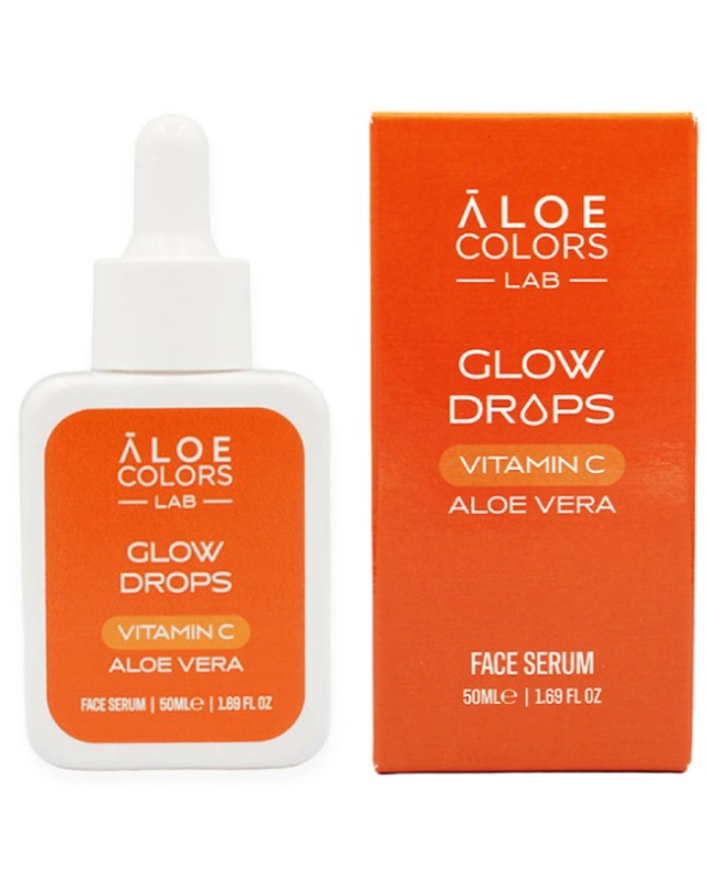 Aloe+ Colors Glow Drops Καταπραϋντικό & Ενυδατικό Serum Προσώπου με Βιταμίνη C & Υαλουρονικό Οξύ για Αποτοξίνωση & Λάμψη 50ml
