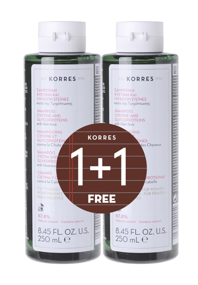 KORRES ΣΑΜΠΟΥΑΝ ΤΡΙΧΟΠΤΩΣΗΣ ΓΥΝΑΙΚΕΙΟ 250ML 1+1 ΔΩΡΟ