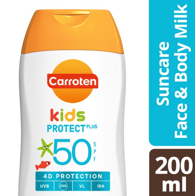 Carroten Kids Protect Plus Suncare Face & Body Milk 4D Protection Παιδικό Αντηλιακό Γαλάκτωμα Προσώπου & Σώματος SPF50 200ml