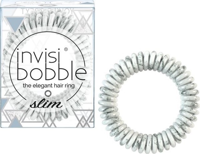 Invisibobble Slim Marblelous Shiny Gray 3pcs