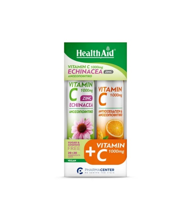 Health Aid Vitamin C 1000mg Echinacea & Zinc Λεμόνι(20eff.tabs) & Vitamin C 1000mg Πορτοκάλι (20eff.tabs)ΔΩΡΟ