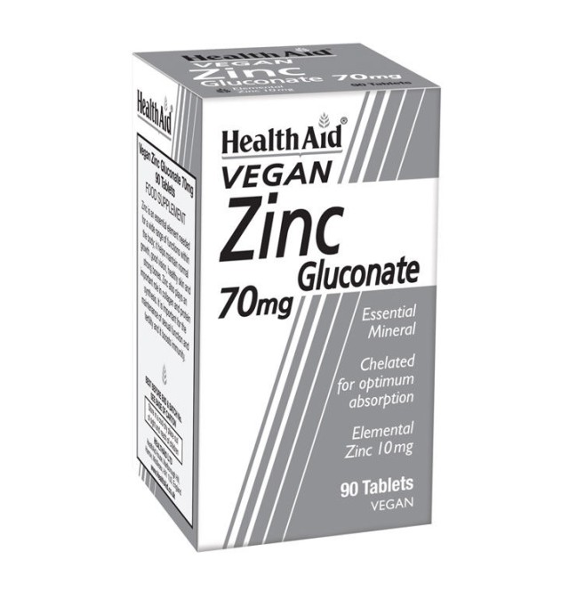 HEALTH AID ZINC GLUCONATE 70MG (10MG ELEMENTAL ZINC) TABLETS 90'S