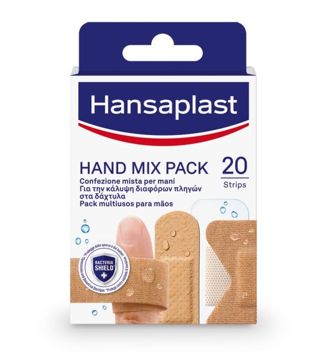 Hansaplast Hand Mix Pack Bacteria Shield Πακέτο Επιθεμάτων με 5 Διαφορετικά Μεγέθη 20strips