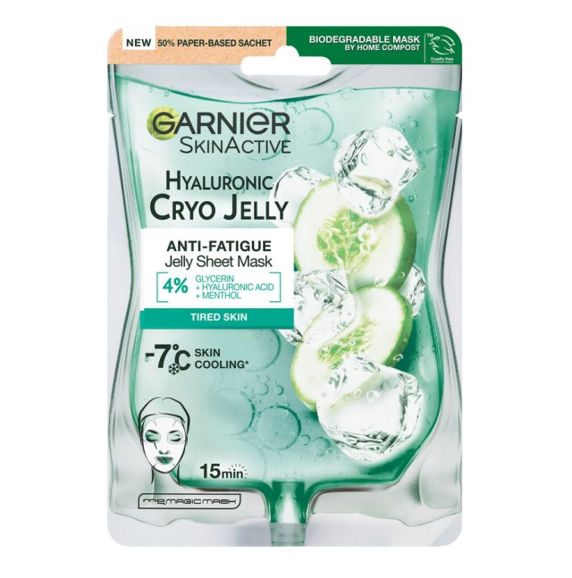 Garnier Skin Active Hyaluronic Cryo Jelly Υφασμάτινη Μάσκα Προσώπου με Υφή Τζελ 27g