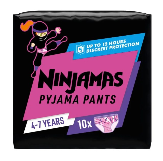 Pampers Ninjamas Girl Pyjama Pants 4-7years Πάνες Βρακάκι για τη Νύχτα (17-30kg) 10τμχ