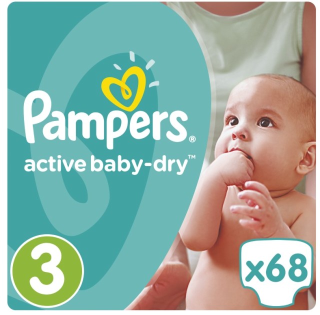 Pampers Active Baby-Dry No.3 (5-9Kg) 68 Πάνες
