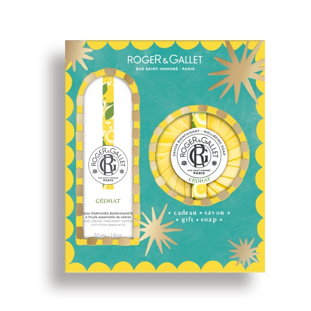 Roger & Gallet Set Cedrat Eau De Parfume Άρωμα με Νότες Εσπεριδοειδών 30ml & ΔΩΡΟ Cedrat Αρωματική Πλάκα Σαπουνιού 100gr