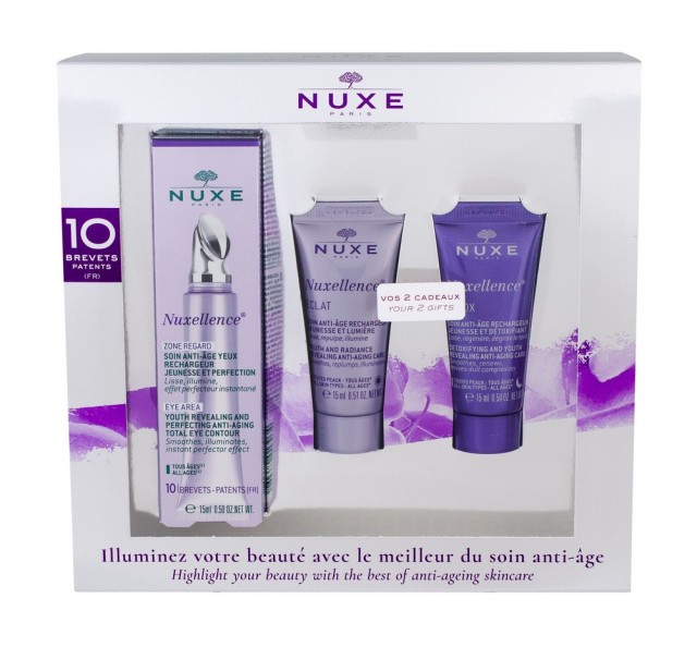 Nuxe Nuxellence Anti-Aging Total Eye Contour 15ml & ΔΩΡΟ Day Eclat 15ml & Detox Night 15ml