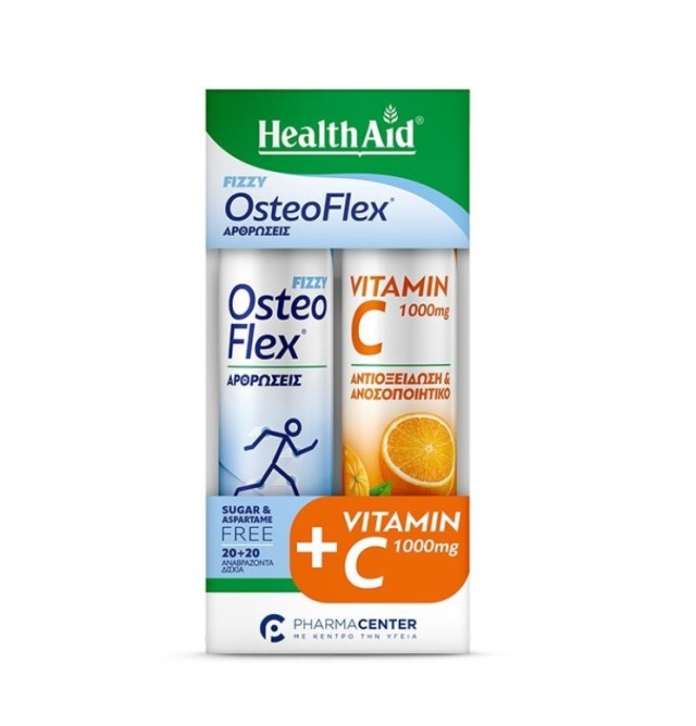 Health Aid Set Osteoflex Fizzy για τις Αρθρώσεις 20 αναβρ. δισκία & Vitamin C 1000mg Γεύση Πορτοκάλι 20 αναβρ. δισκία