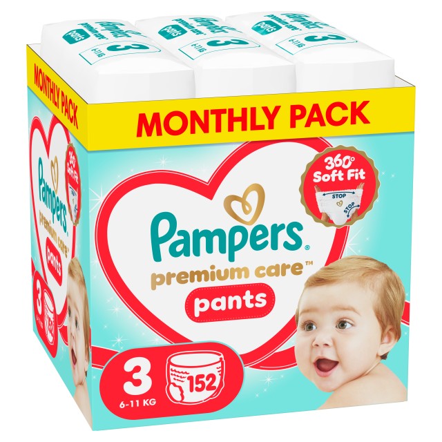 Pampers Premium Care Pants Μέγεθος 3 (6-11Kg) 152 Πάνες-Βρακάκι