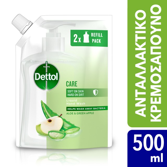 Dettol Soothe Refill Ανταλλακτικό Αντιβακτηριδιακό Υγρό Κρεμοσάπουνο Σακουλάκι Aloe Vera 500ml