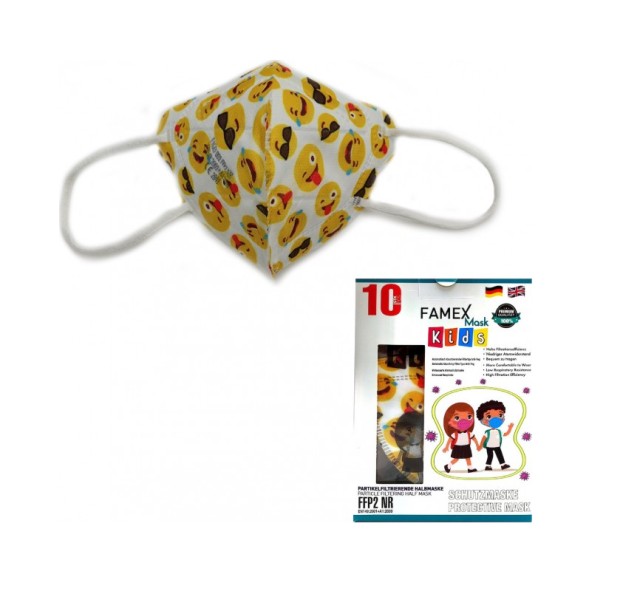 Famex Mask Kids Παιδικές Μάσκες Προστασίας Emoticons  FFP2 NR 10τμχ