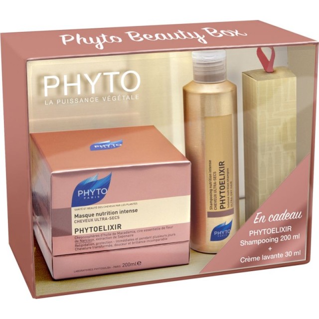 PHYTO BEAUTY BOX PHYTOELIXIR Masque Nutrition Intense 200ml & Shampooing Nutrition Intense 200ml & Creme de Soin Lavante 30ml