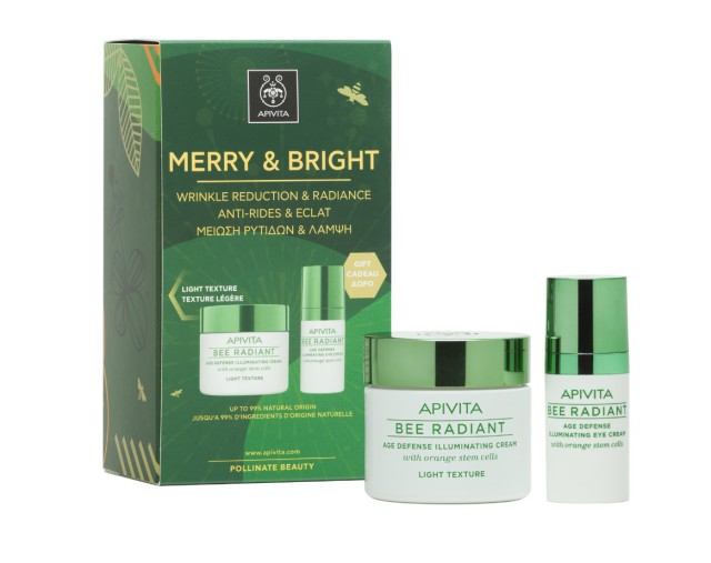 Apivita Set Merry & Bright Bee Radiant Ελαφριά Υφή 50ml + Δώρο Bee Radiant Κρέμα Ματιών 15ml