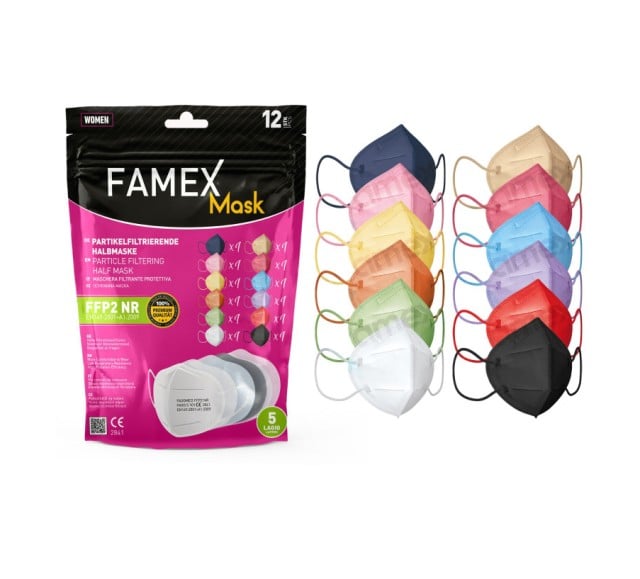 Famex FFP2 NR Particle Filtering Half Mask Women Mix 12τμχ