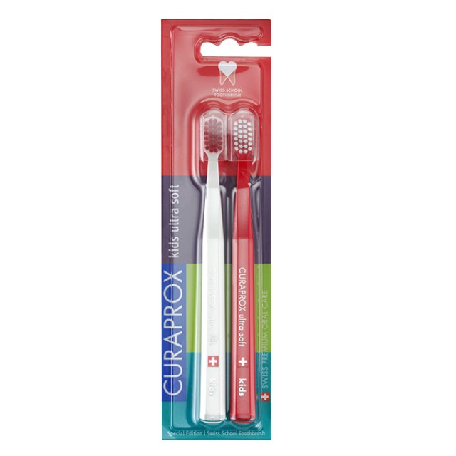 Curaprox CS 5460 Kids Ultra Soft Duo Special Edition Οδοντόβουρτσα Λευκή-Κόκκινη 2τμχ
