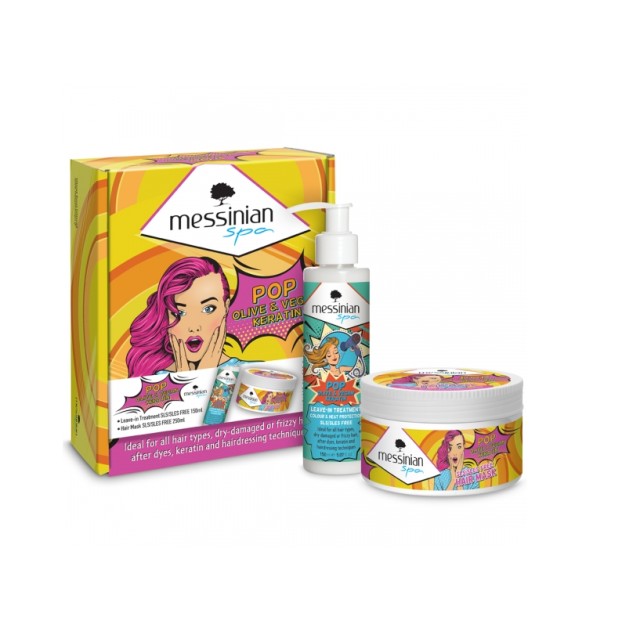 Messinian Spa Set POP Olive & Vegan Keratin Leave-In Treatment 150ml & Hair Mask 250ml