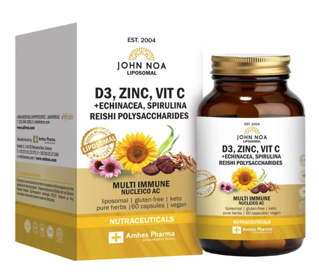 John Noa Liposomal D3, Zinc, Vit C & Echinacea, Spirulina, Reishi Polysaccharides 60caps