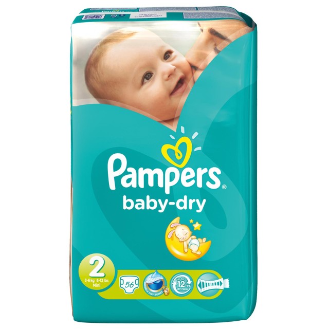 Pampers πάνες Baby Dry 2 Mini 3- 6kg, 56 τεμάχια