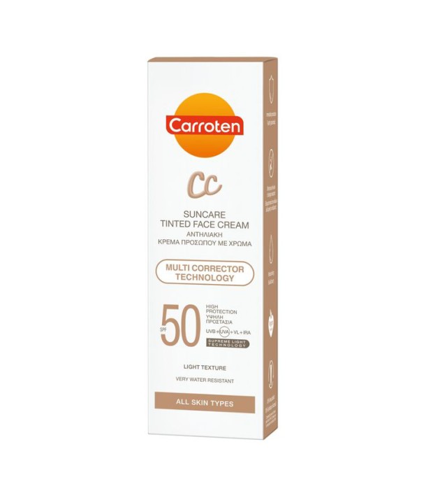 Carroten Suncare Tinted Face Cream CC SPF50 Αντηλιακή Προσώπου με Χρώμα 50ml