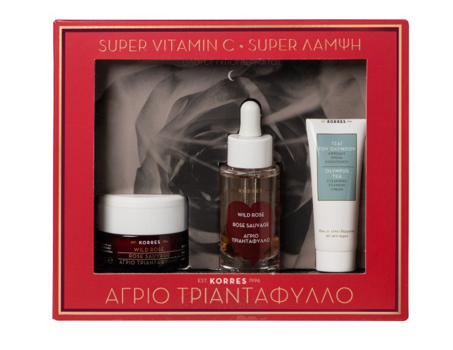 Korres Set Άγριο Τριαντάφυλλο Κρέμα Νύχτας 40ml & Korres Άγριο Τριαντάφυλλο Serum με Vitamin C 30ml & Korres Τσαϊ Του Ολύμπου Κρέμα Καθαρισμού 16ml