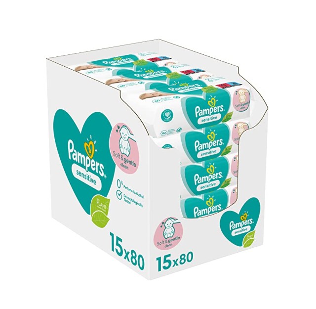 Pampers Μωρομάντηλα Sensitive XL Monthly Βοx (15x80τμχ) 1200τμχ