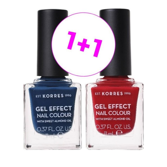 Korres Set Gel Effect Nail Colour 84 Indigo Blue 11ml + Δώρο Gel Effect Nail Colour 56 Celebreation Red 11ml