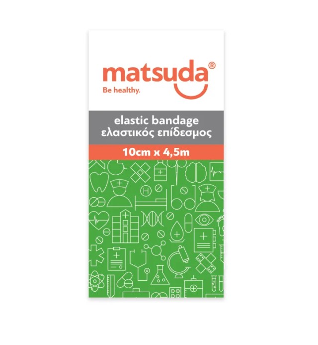 Matsuda Επίδεσμος Ελαστικός 10cmx4,5m με Άγκιστρα 1τμχ