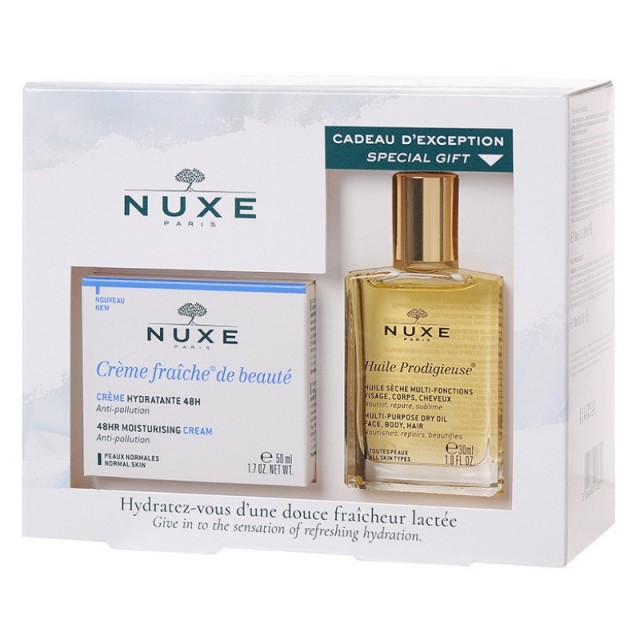 Nuxe Set Creme Fraiche de Beaute Creme Hydratante 48HR For Normal Skin Types 50ml & Δώρο Nuxe Huile Prodigieuse 30ml