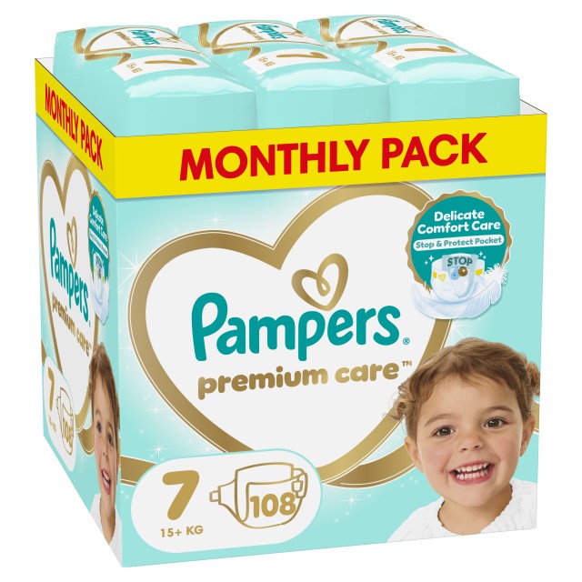 Pampers Premium Care Πάνες Monthly Pack Μέγεθος No7 15+kg 108 Πάνες